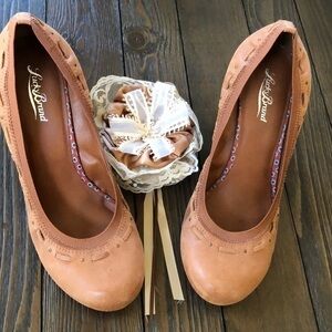 Lucky brand cute BoHo light brown leather wedge heel shoes